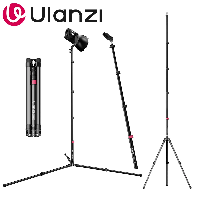 

Ulanzi 210cm Reversible Leg Light Stand Adjustable Tripod with Tilt Head 1/4 Screw for Video Light Flash DSLR Camera TT43 II