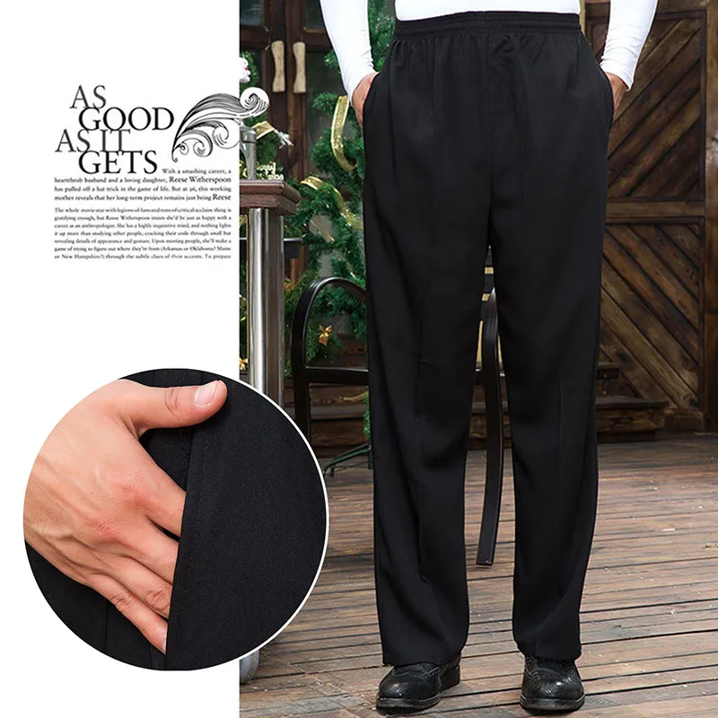 Pantalones de Chef para hombre, pantalón largo con cintura elástica para Hotel, restaurante, cocina, servicio de comida, uniforme