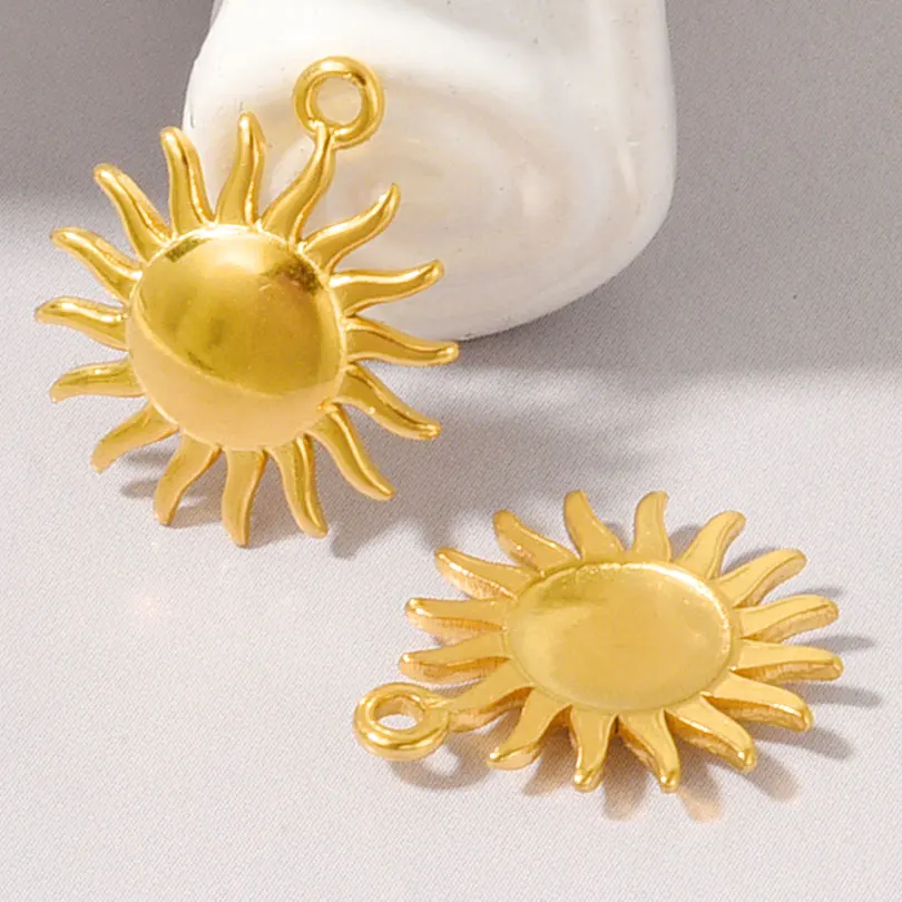 5pcs Gold Sun Charms for DIY Jewellery Making