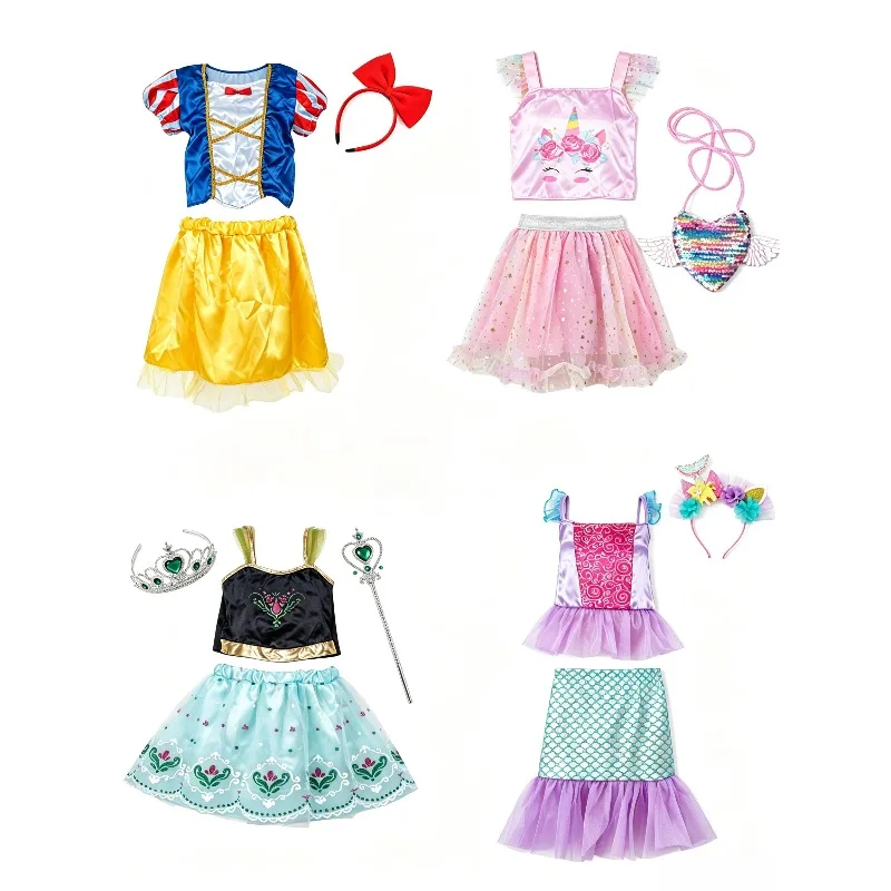 Halloween Girls Present Box Princess Tulle Dress Set Fairy Stick Pieces Kids Birthday Event Holiday Shooting Performance Attire
