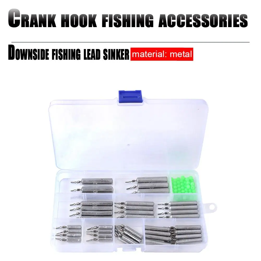 90pcs Practical Fishing Sinker Slim Drop Shot Weight Set with Storage Box Multiple Sizes Drop Shot Fishing Tools