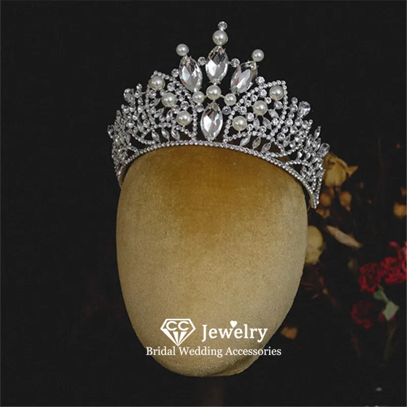 

CC Crowns for Wedding Women Hair Accessories Bridal Headpiece Engagement Hairwear Leaf Shape Imitation Pearl Coronets Gift AN480