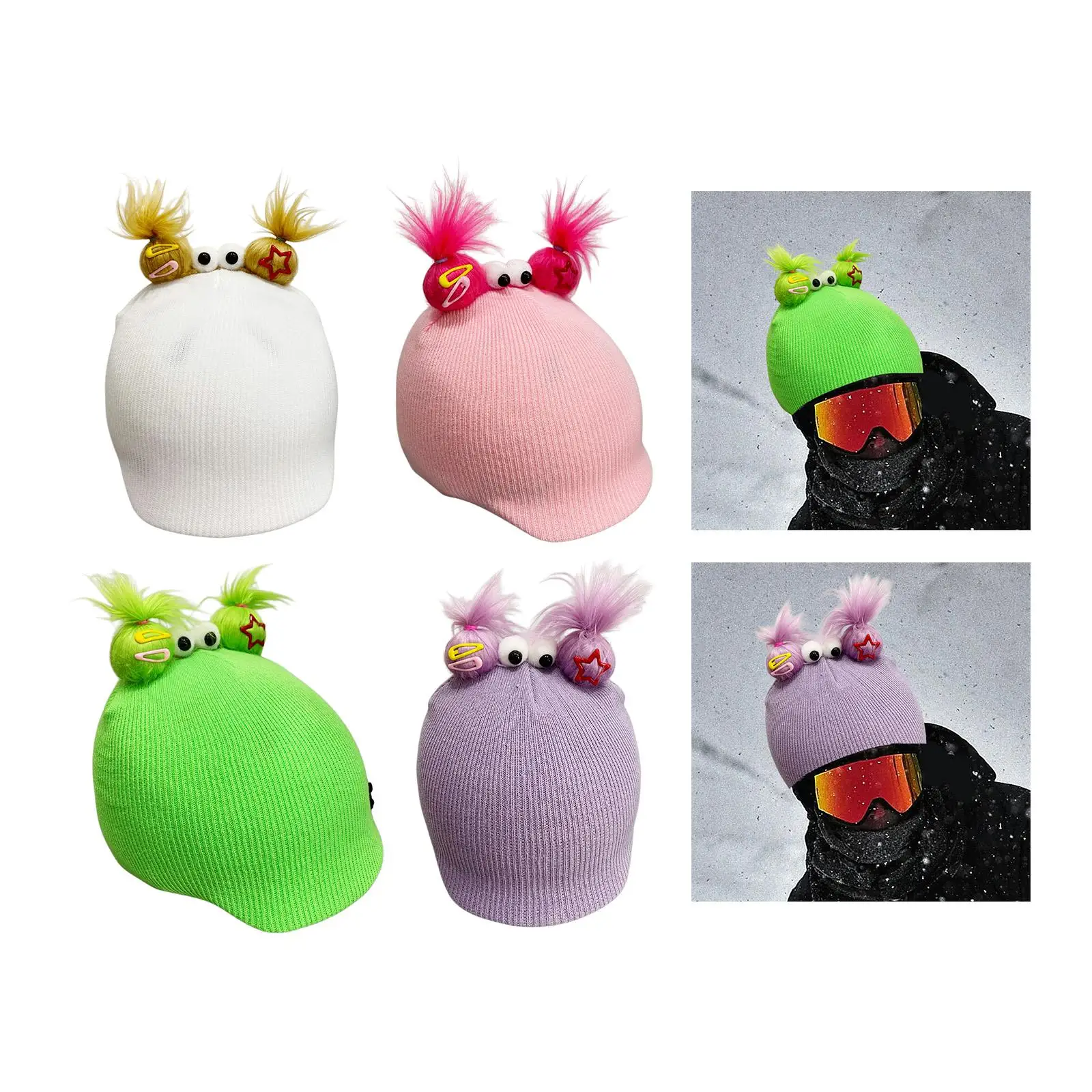 

Snow Ski Helmet Cover Creative Cartoon Lightweight Snowboarding Sport Helmet Cover Helmet Decor Knitted Hat Skiing Helmet Cover