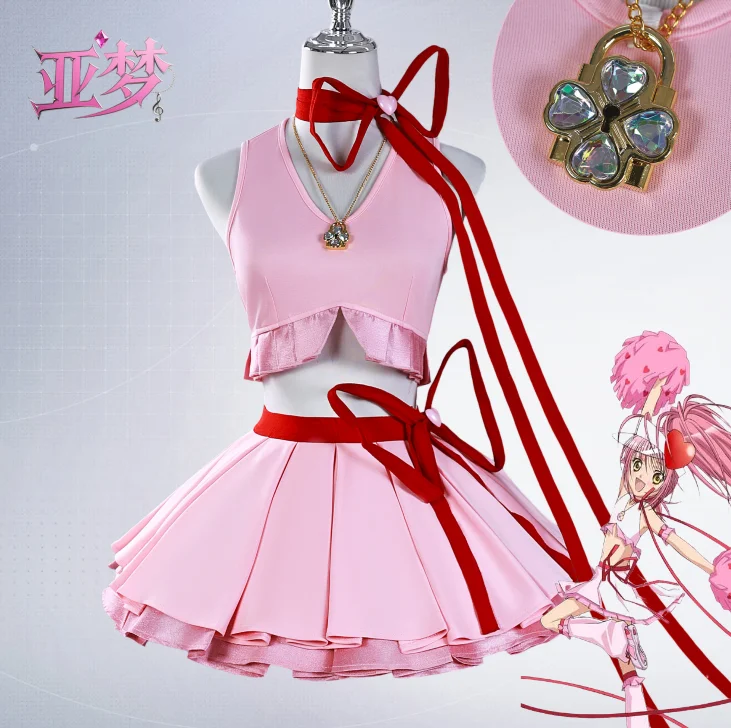 

Anime Hinamori Costume Amu Cosplay Pink Top Skirt JK Combat Dress Set Role Play Outfit for Women Girls Halloween Party costume