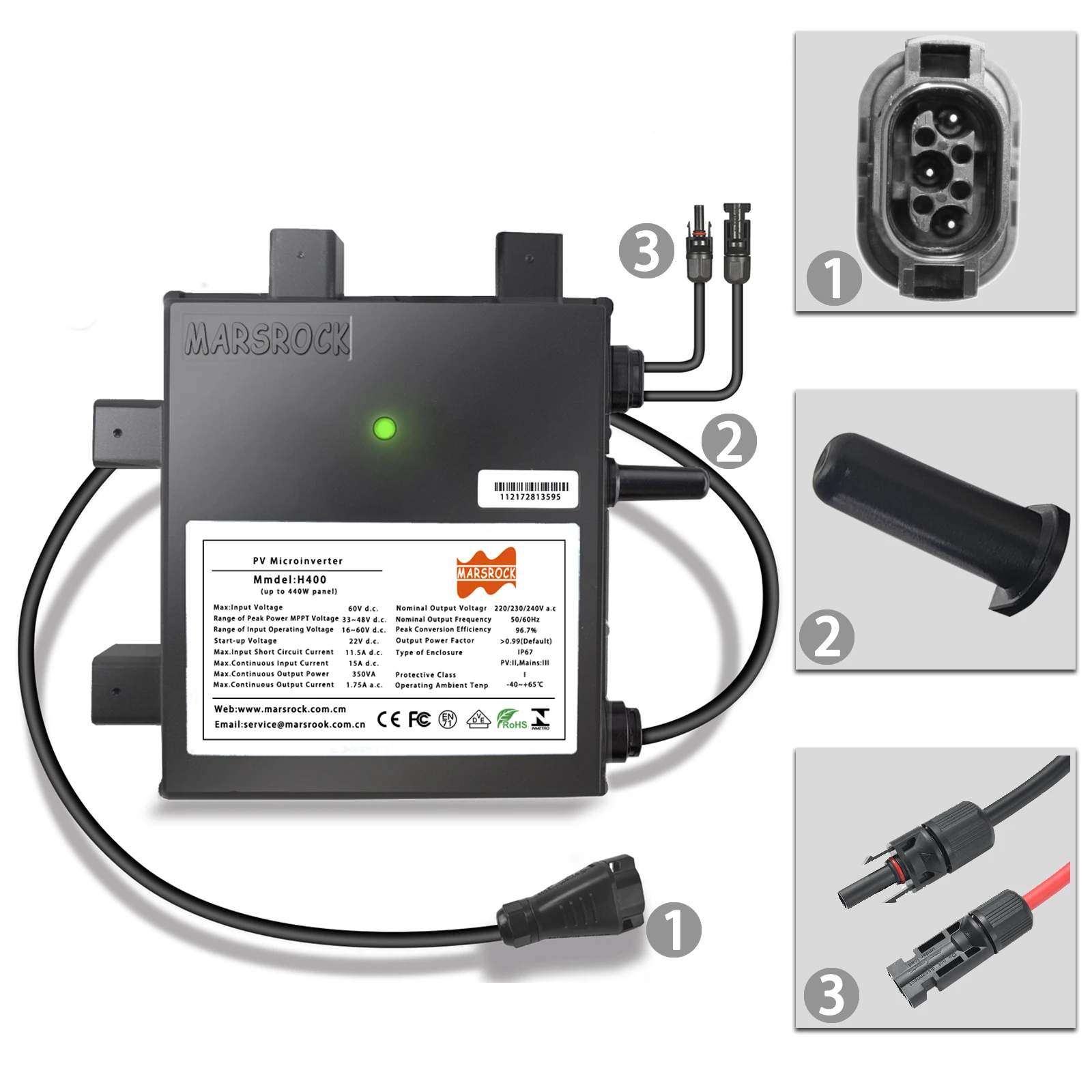 400W 22-60VDC 230VAC   Solar Inverter, With Smart WiFil,  Portable Inverter, Suitable For Solar Panels