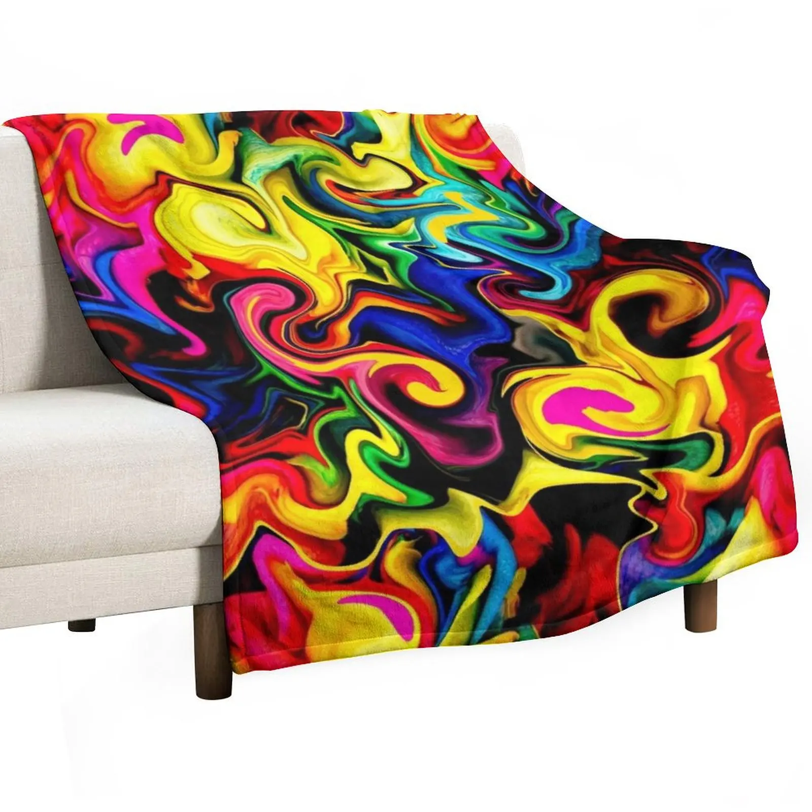 Abstract Designs: Cute Bright Colorful Rainbow Artwork Pattern Throw Blanket blankets ands Bed linens Hairys Cute Plaid Blankets