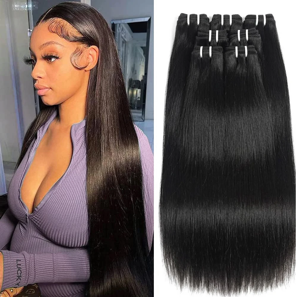 

14A 30 32 Inch Bone Straight Human Hair Bundles Natural Black Color 3 4 Bundle Remy 100% Unprocessed Virgin Raw Human Hair Extensions For Women