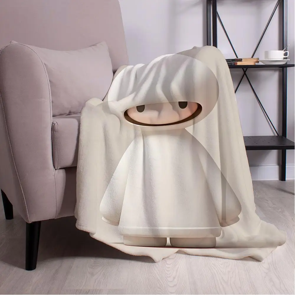 

Little white puppet Throw Blanket Aesthetic Art Flannel Blanket Portable Home Travel Camping Sofa Picnic Thickening Flannel Bla