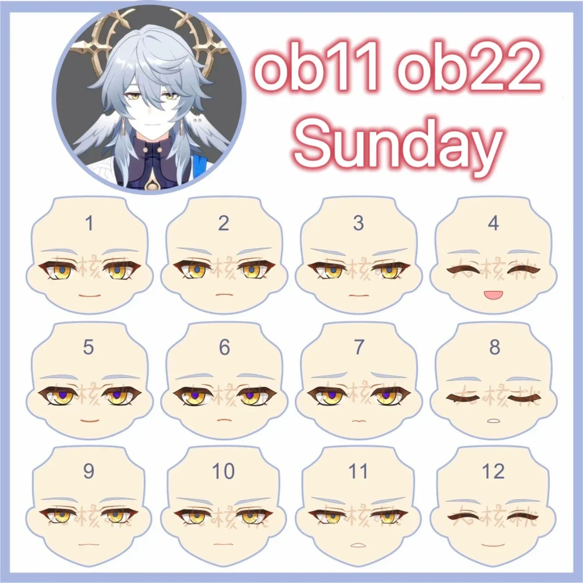 

Anime Sunday Ob11 ob22 Water Sticker Face GSC YMY Doll Handmade Finished Faceplate Cosplay Toy Accessories