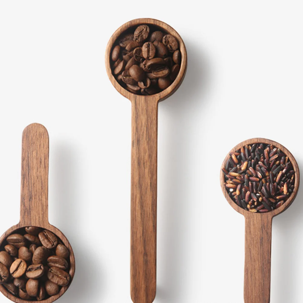 

2 Pcs Coffee Bean Scoop Measuring Wood Black Walnut Powder Spoon Salt Spoon Grain Scoop Kitchen Tool Safe Storage