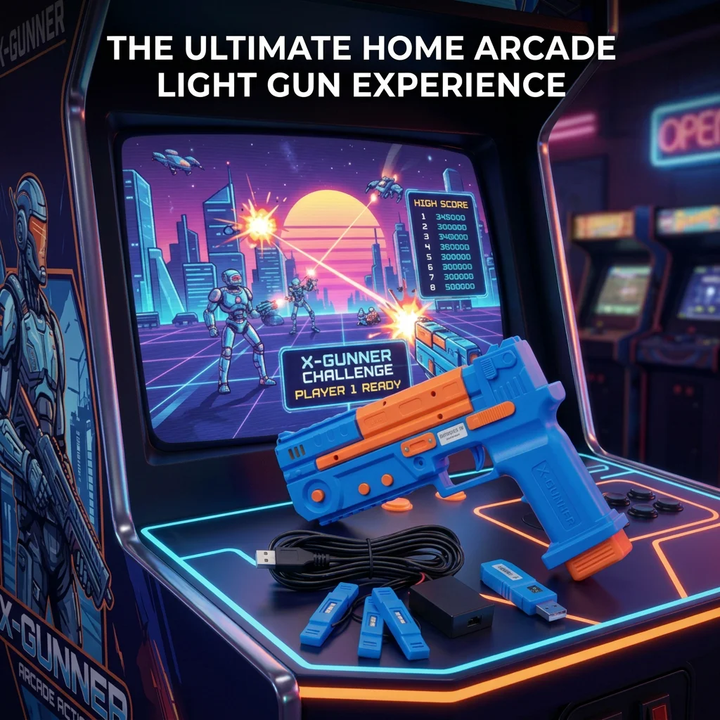 2.4G Wireless Light Gun Controller for PC Arcade Games | 4-Point IR Positioning | 1–4 Players | Low-Latency Shooting X-gunner