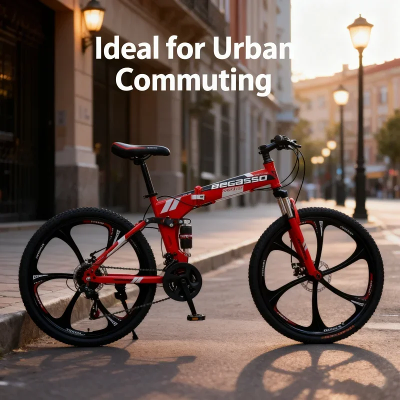 

Adult Folding Mountain Bike High Configuration Six-Knife Wheel Red Cross-Border Wholesale Variable Speed Soft Tai