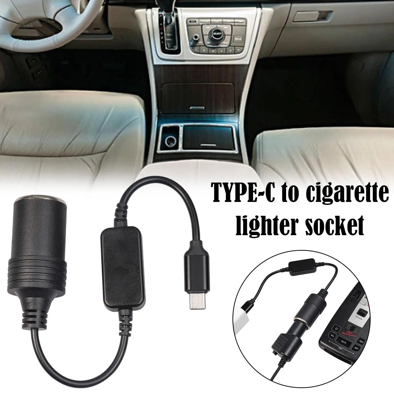 USB Type C to Car Cigarette Lighter Socket Female Converter Adapter Cord for Car Cigarette Lighters Car Vacuum Cleaner N0N7