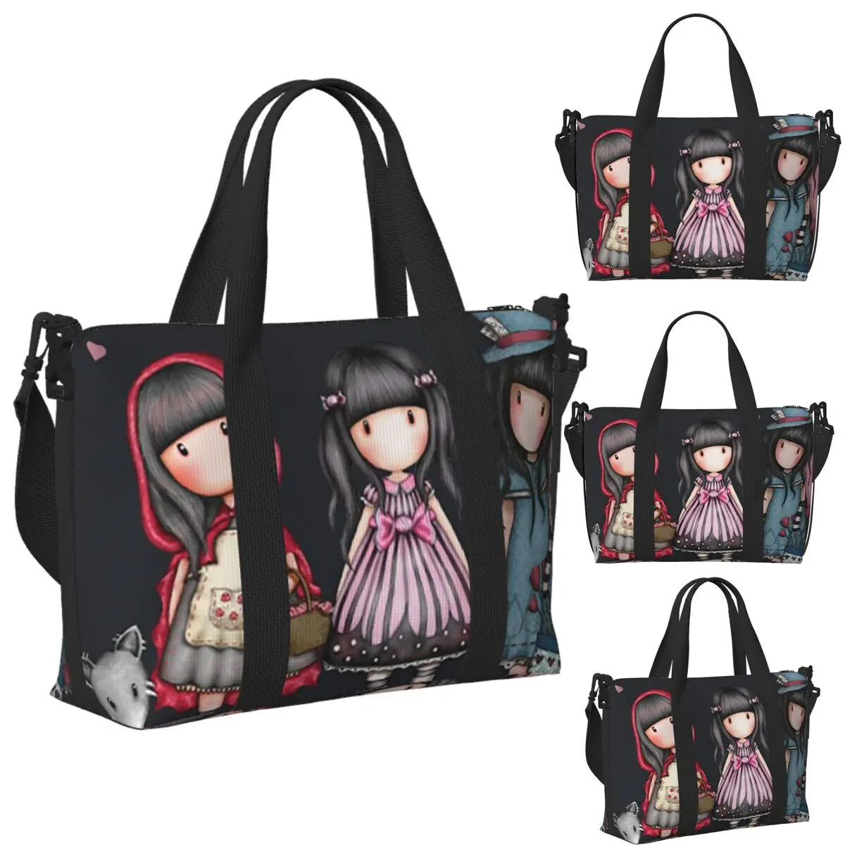 Custom Santoro Gorjuss Beach Travel Bag Large Capacity Tote Bags for Gym Yoga Women Shopping Duffle Shoulder Bag