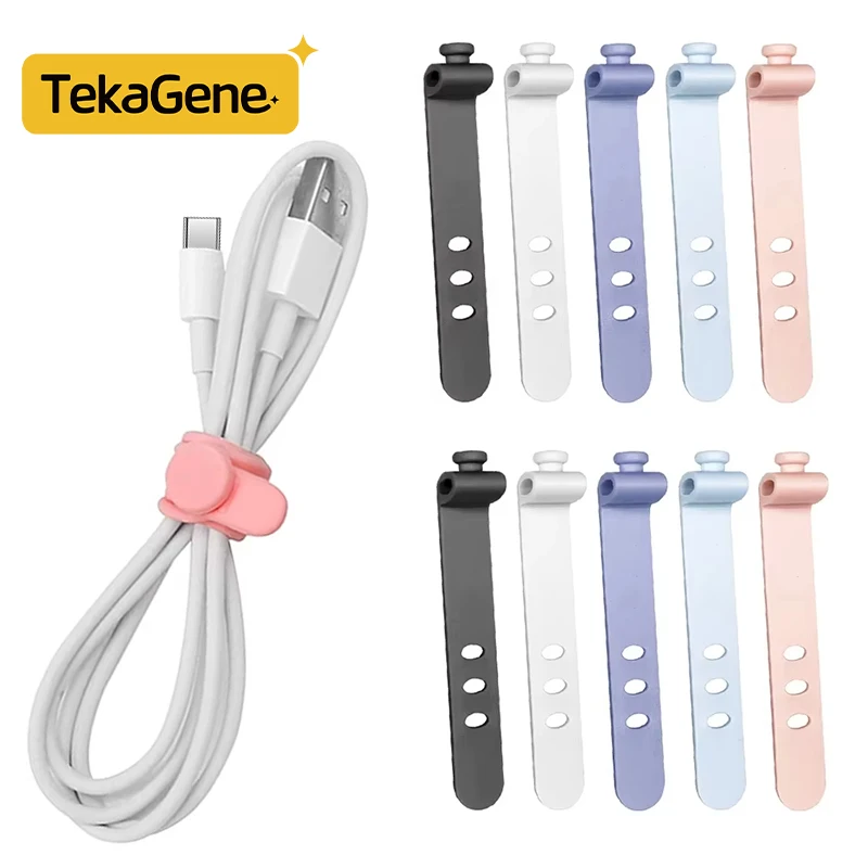 1/5/10PCS Reusable Cable Organizer Ties Clip Charger Cord Management Silicone Wire Manager Earphone Data Line Winder Straps