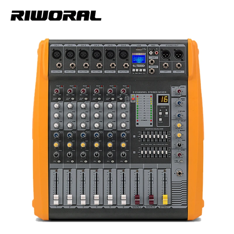 

PM6 Professional 6 Channels Power Amplifier Sound Audio Mixer for DJ Stage bar Show
