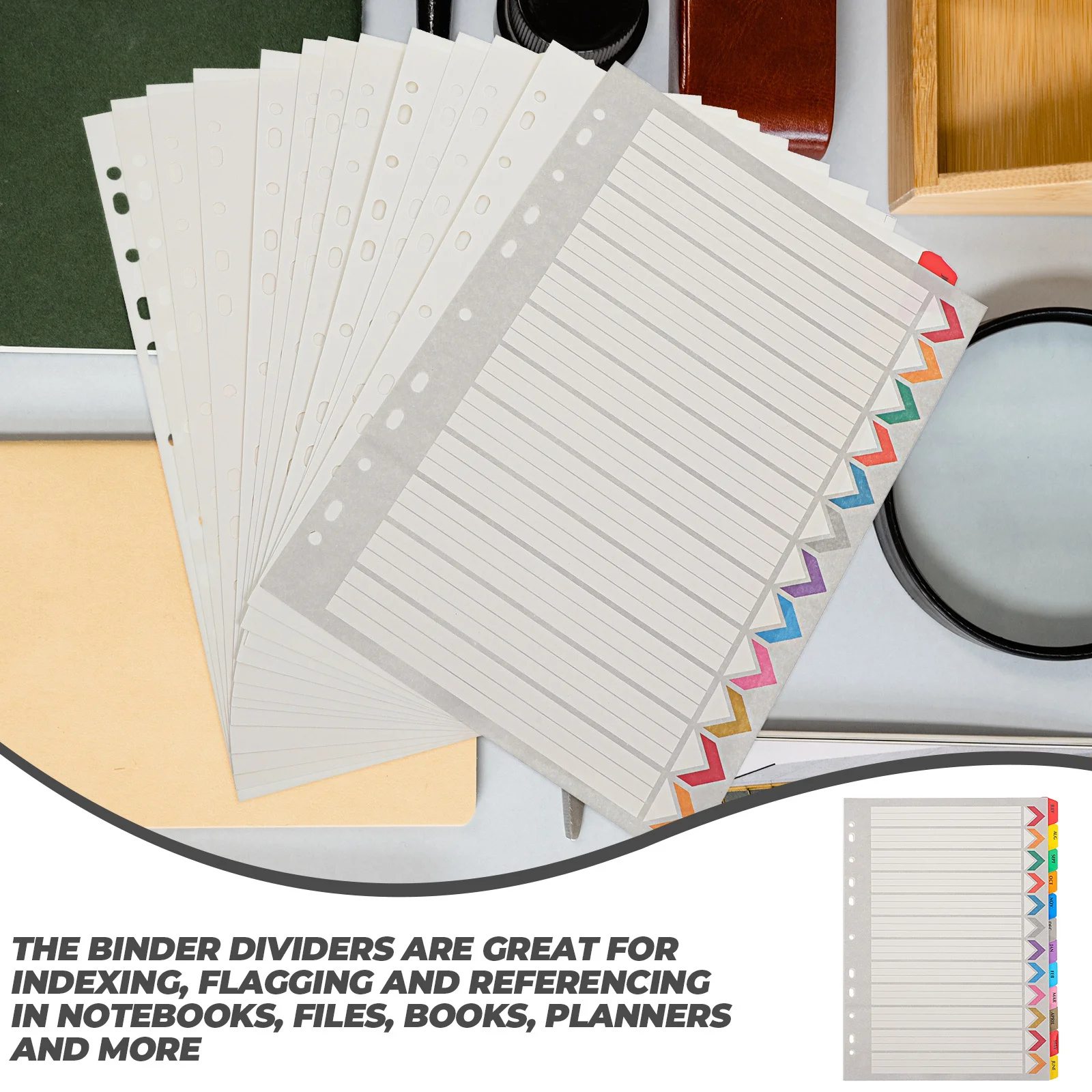 12 Sheets Binder Dividers with Tabs Detachable A4 Index Page Markers for Notebooks Reports Presentations File Organization