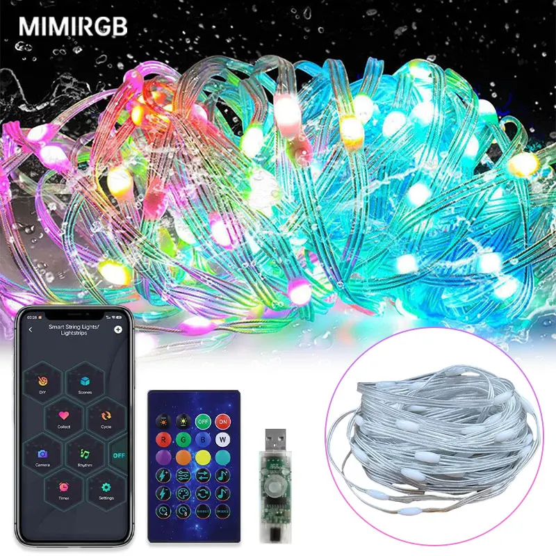 10M RGBIC LED String Bluetooth USB Music Dream Color Light 5V Christmas Birthday Party Garland Decor Fairy Lights Home