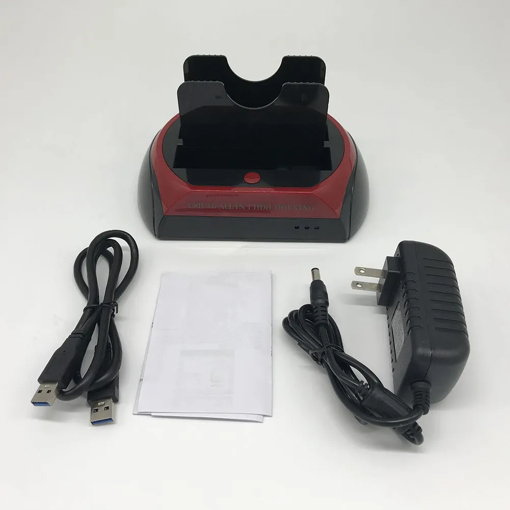 Usb3.0 Dual Sata Hdd Docking Station All-in-1 Hard Disk Base Red Black Double Position Function Hot Swap Multi Card