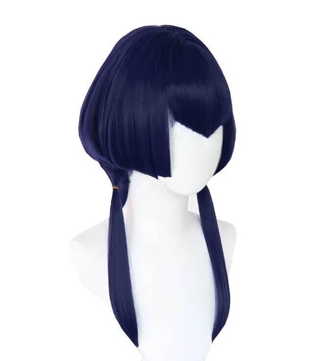 Genshin Impact Sumeru Candace Cosplay Wig 45cm Long Dark Blue Synthetic Hair