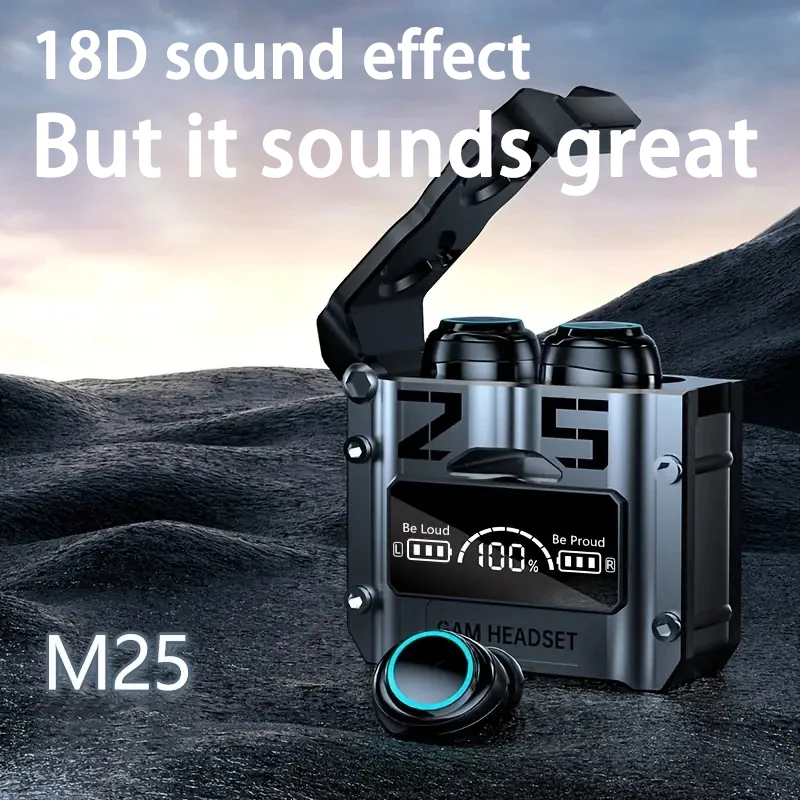 24 Hour Shipping TWS M25 Bluetooth Earphone 5.3 Gaming Waterproof Wireless Headphone 18D Stereo Sports Earbuds LED Microphone