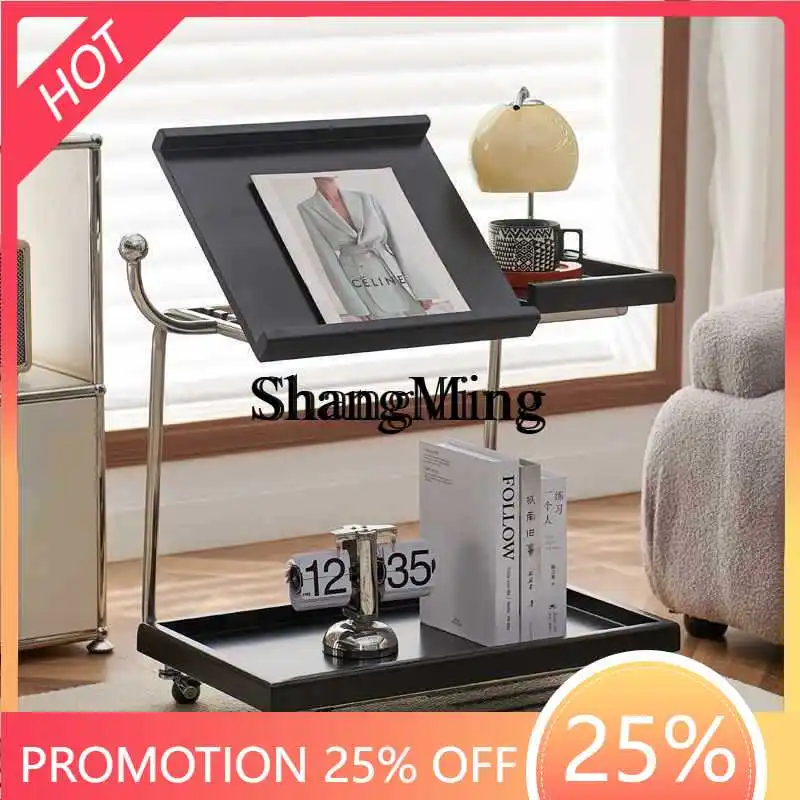 

SM Household Solid Wood Small Trolley Side Table Storage Rack Sofa Movable Coffee Table Ins Dining Home