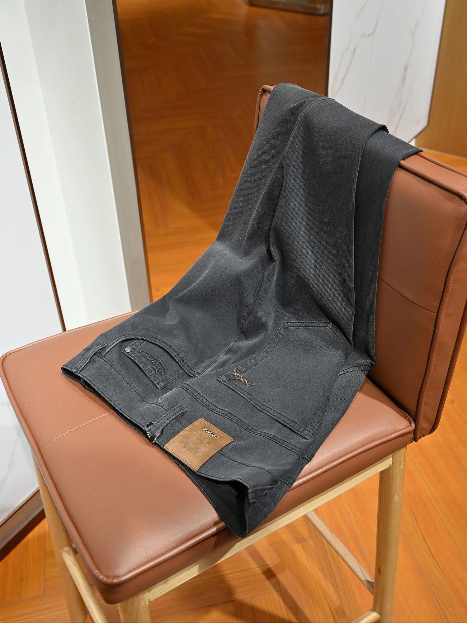 

Ultra-Soft Comfortable High-Elastic Cotton Men's Faion Slim Straight Jeans Spring Summer Thin Sle Casual Polyester Blend