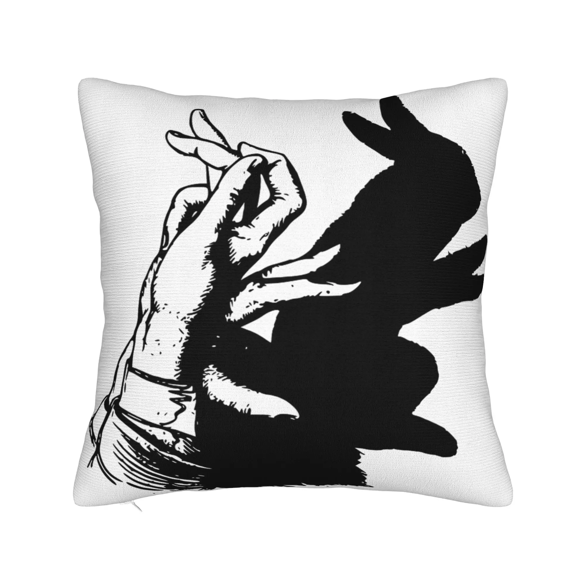 

Rabbit Hand Shadow Funny Meme Pillowcases Merch Printed Cushion Cover Decor Pillow Case Cover Seater Multi Size