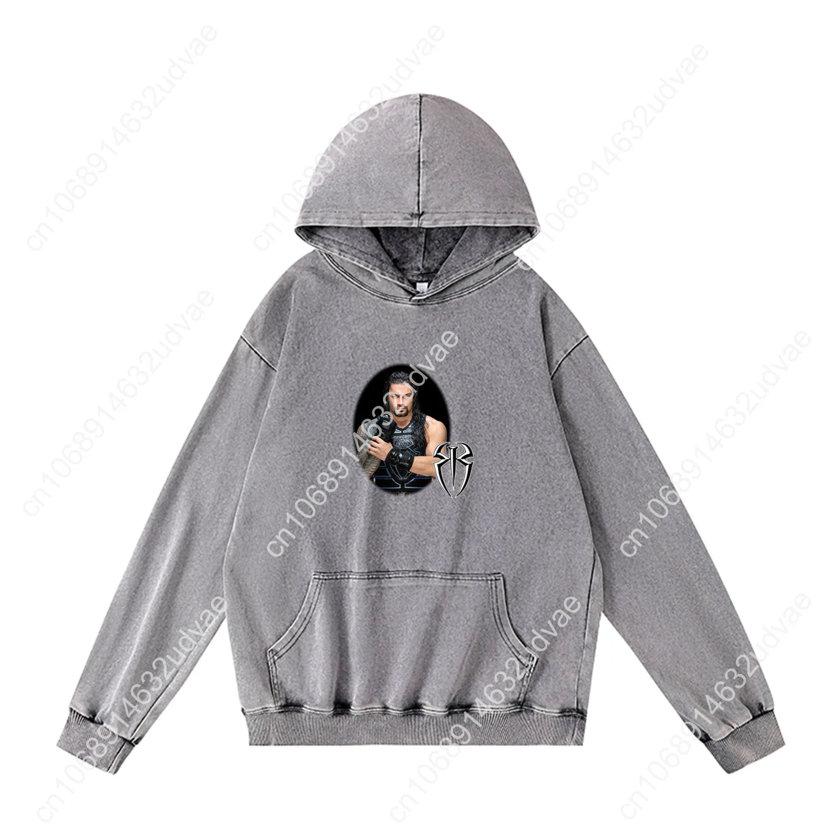 Roman Reigns Hoodies Retro Hooded Sweatshirt Man Woman Teenager Vintage Pullover Shirt with Pocket Oversized Customized Tops