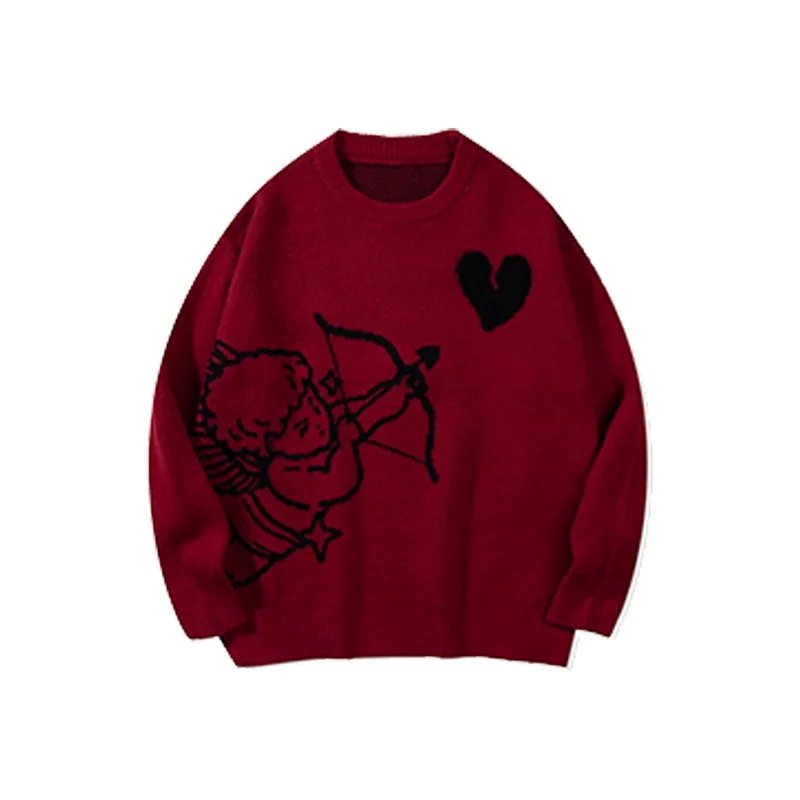 Maglione lavorato a maglia da uomo Angel Love Heart Design Faionable Urban Sle Stagione invernale Lungo Sve round Ne Pullover Nuovo arrivo