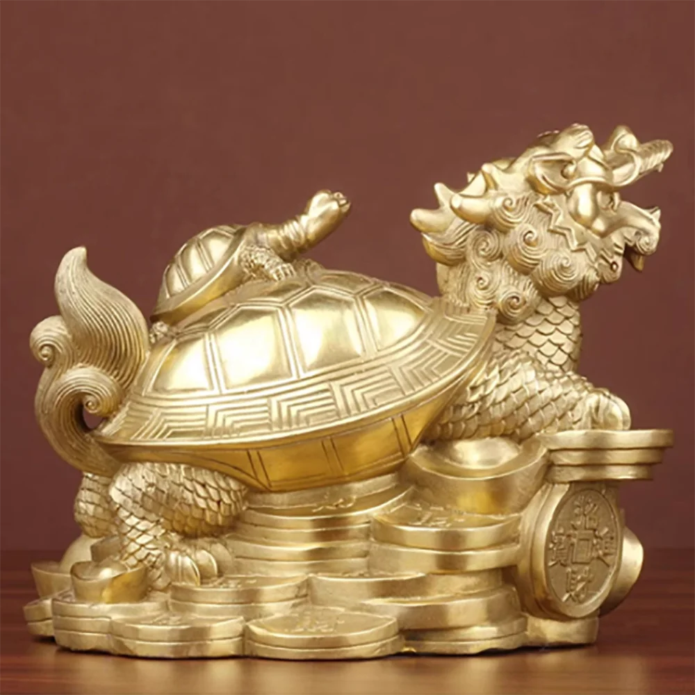 Pure Copper Dragon Turtle Bagua Turtle Mother and Child Dragon Turtle Home and Office Chinese Crafts Decoration