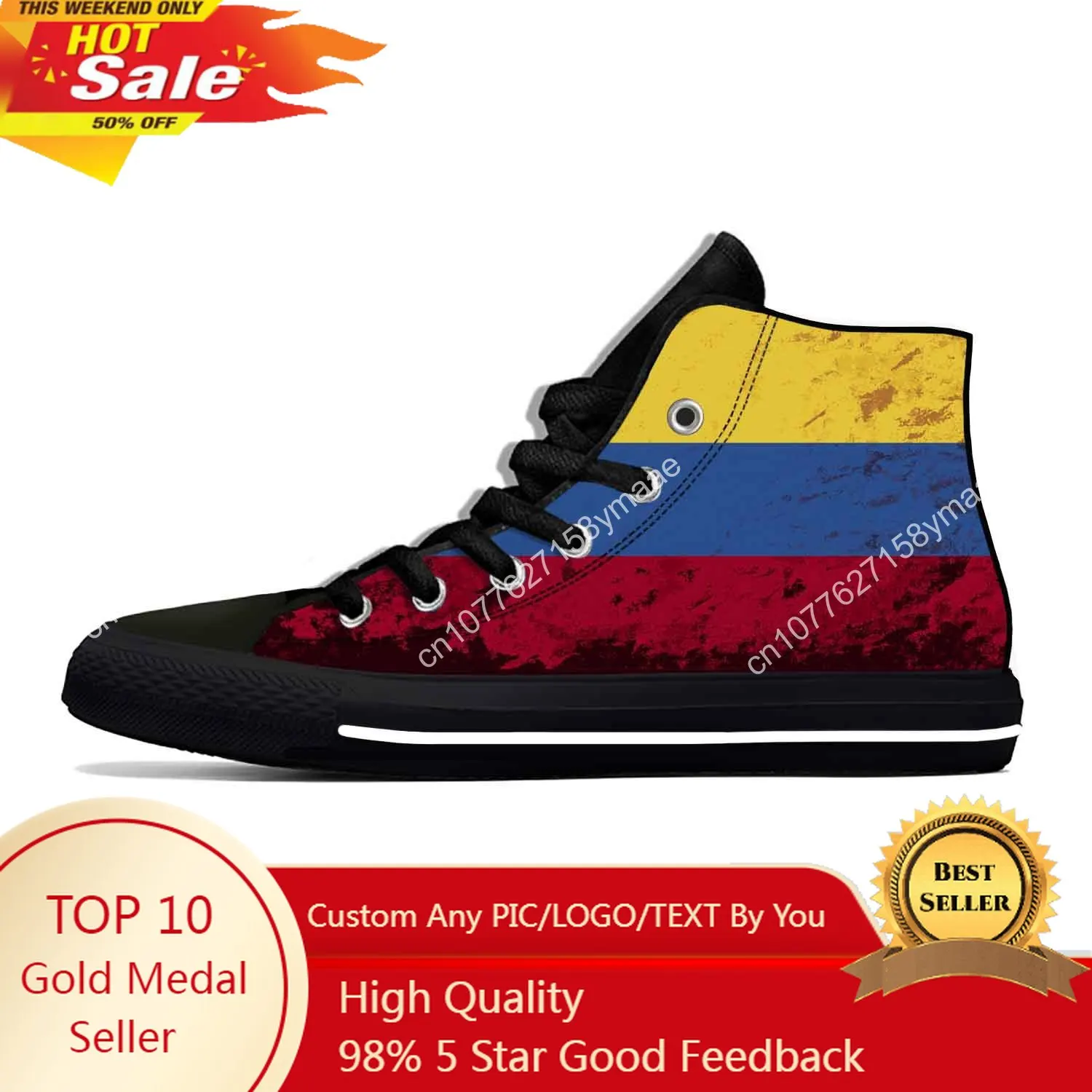 

Hot Colombia Colombian Flag Pride Patriotic Fashion Casual Cloth Shoes High Top Men Women Sneakers High Help Classic Board Shoes