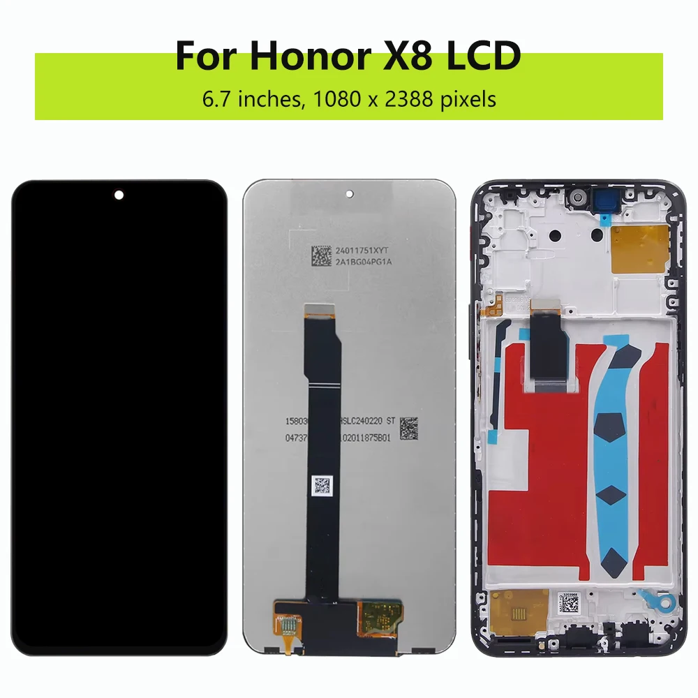 6.7\'\' For Honor X8 4G LCD Display Touch Screen Digitizer Assembly For Honor X8 2022 TFY LX1 LX2 LX3 Display With Frame