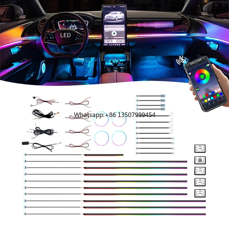 

110cm Car RGB LED Atmosphere Light Bar Strips Ambient Symphony Car Interior Decoration Lights with 12V Music Sync Feature