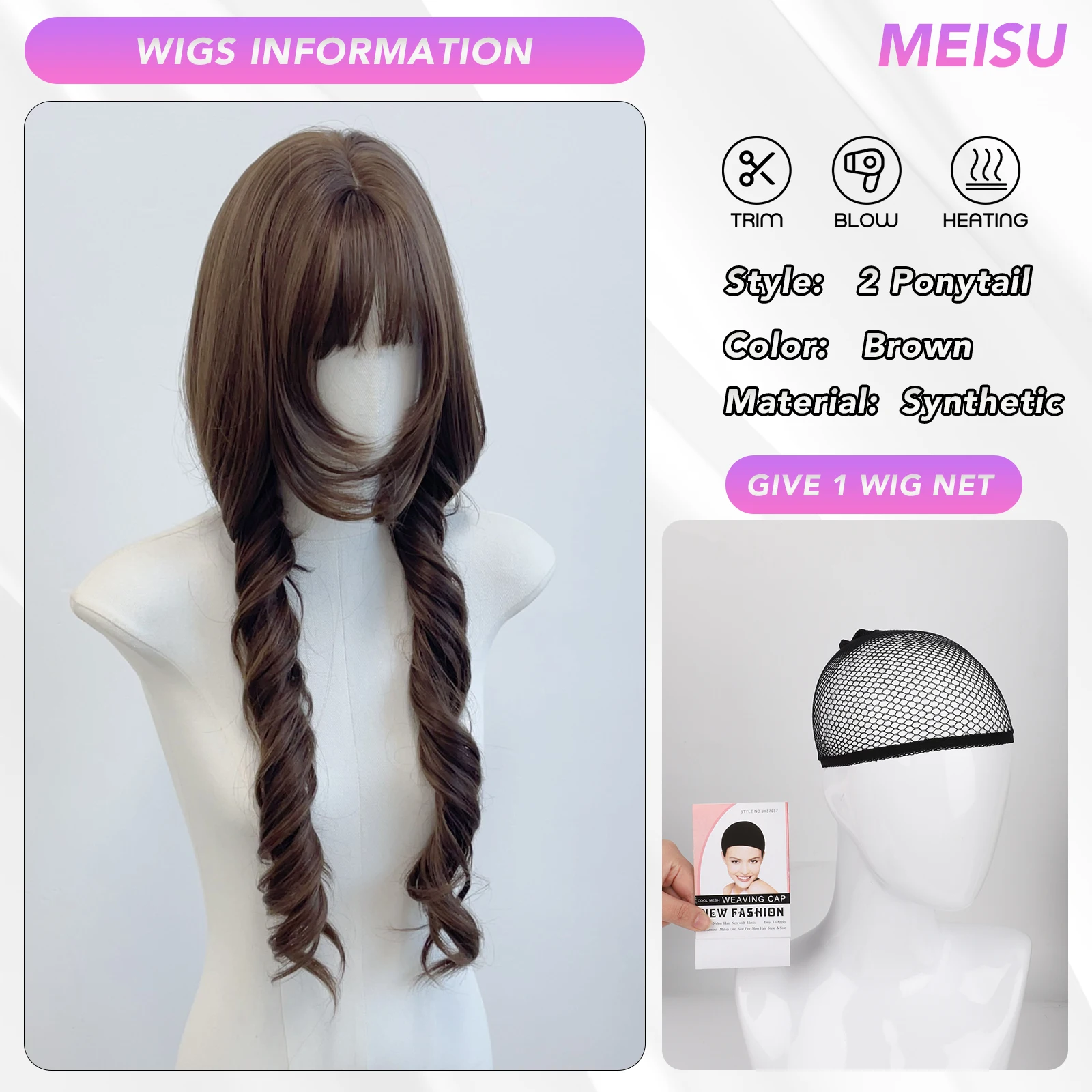 MEISU 28 بوصة شعر مستعار مستقيم الانفجارات براون الألياف الاصطناعية الطبقات الشعر مقاومة للحرارة الطبيعية السلس تمديد الشعر Selfie الطرف