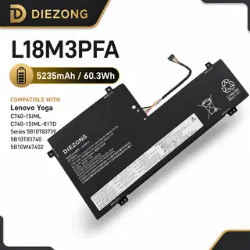 5235mAh L18M3PFA L18D3PF2 Laptop Battery For Lenovo Yoga C740-15IML C740-15IML-81TD Series 5B10T83739 5B10T83740 5B10W67402