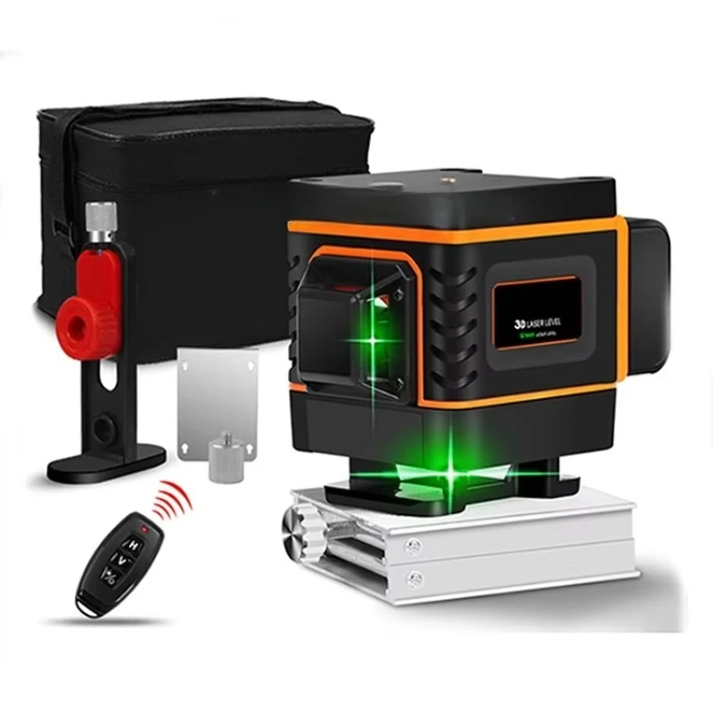 أدوات البناء الخارجية قياس تلقائي للتسوية الذاتية 360 أرضية وضع أوتوماتيكية دوارة 12 خط ثلاثية الأبعاد/4d مستوى ليزر شعاع أخضر