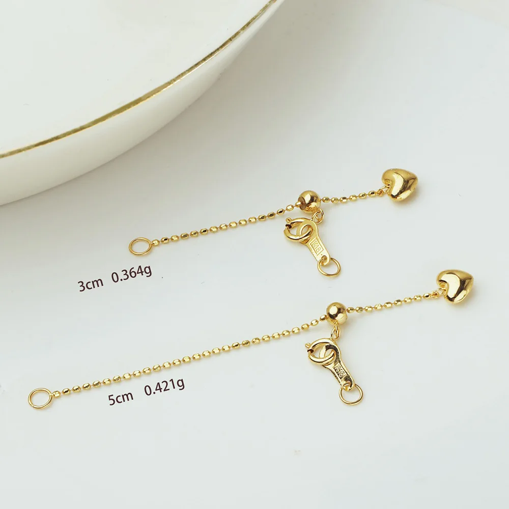 Pure 18k Gold Fine Jewelry DIY Finding Au750 Accessories Pearl Necklace Bracelet Extend Tail Clasp Ajustable Extender Chain