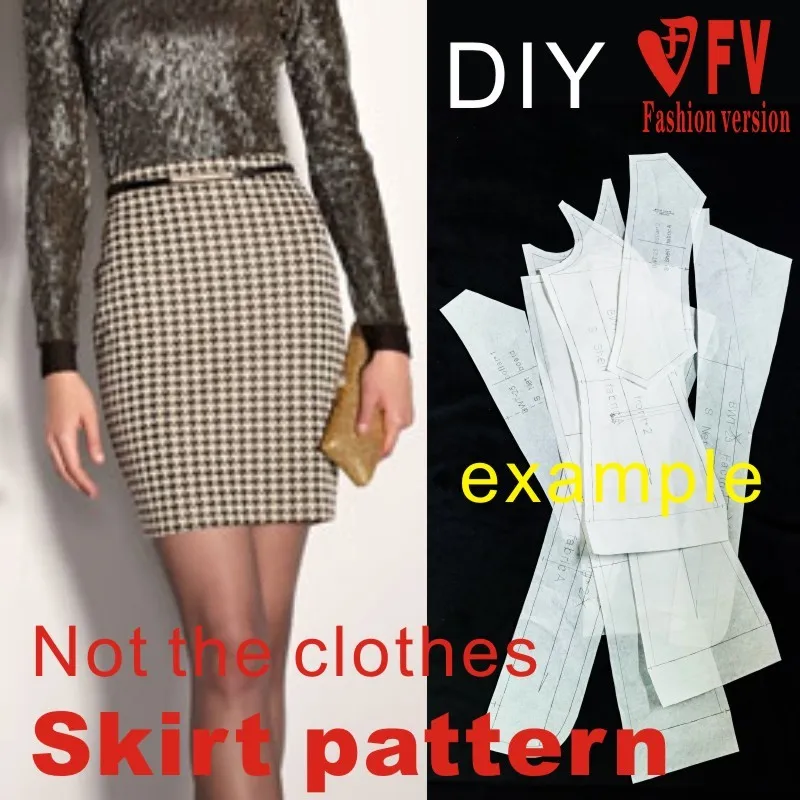 DIY handmade clothing cutting drawings women's mid-length skirt half-skirt package skirt 1:1 making pattern MBQ-4