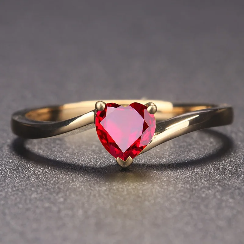 Hot Sale Simple Eight Hearts and Eight Arrows Red Sapphire Heart Ring for Women Premium 925 Sterling Silver Fine Jewelry