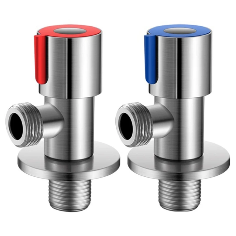 Угловые запорные клапаны из нержавеющей стали 304 с переключателем 1/2 дюйма, стопор для холодной и горячей воды для ванной комнаты, раковины, медного сердечника