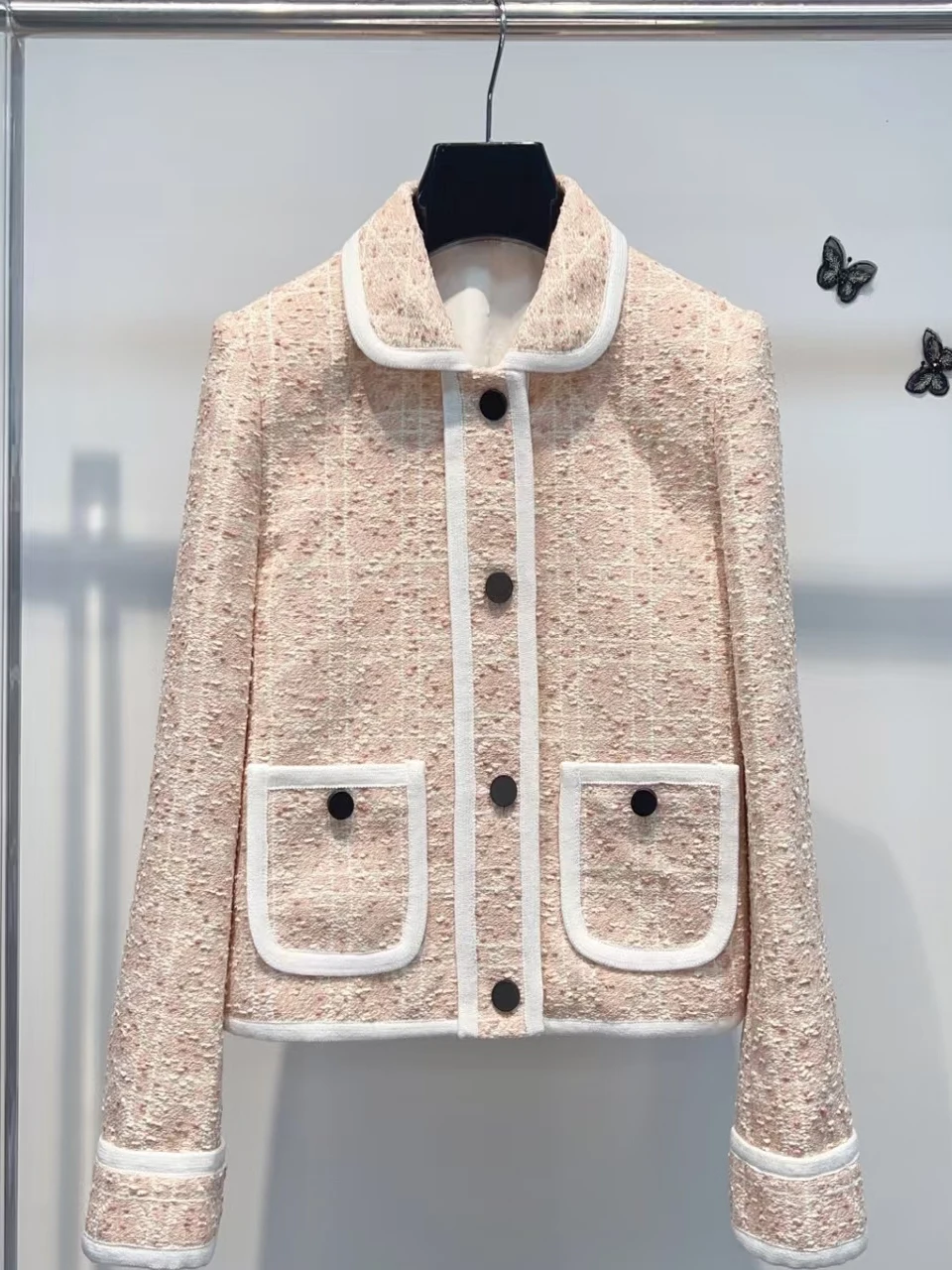 

Ele Lady's ort Woolen Coat with Stand Collar And Long Sves for Autumn Season Faionable Commute Sle Women's Jaet