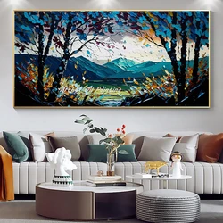 Arthyx Handmade Abstract Knife 3D Forest Landscape Oil Painting On Canvas,Texture Tree Poster,Wall Art Picture,Modern Home Decor