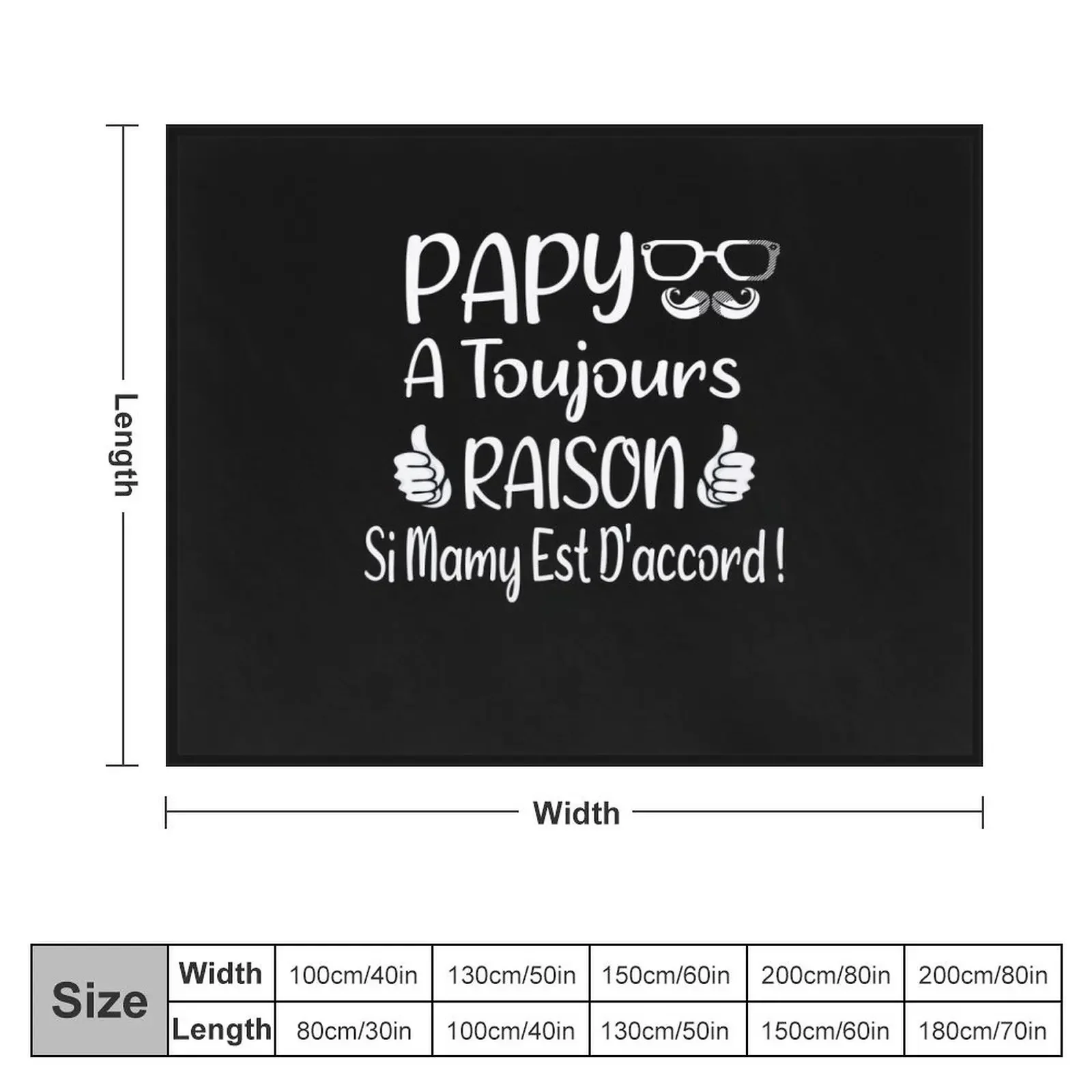 Papy A Toujours Raison Dr?le Grands-P?¨res Cadeau Throw Blanket valentine gift ideas Thin For Baby Bed Fashionable Blankets