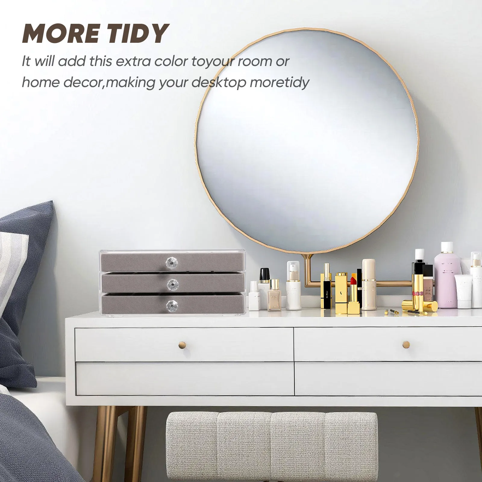 

Elegant Acrylic Jewelry Box Women Necklace Ring Earrings Holder Home Desktop Storage Organizer Multi-Layer Jewelry Case