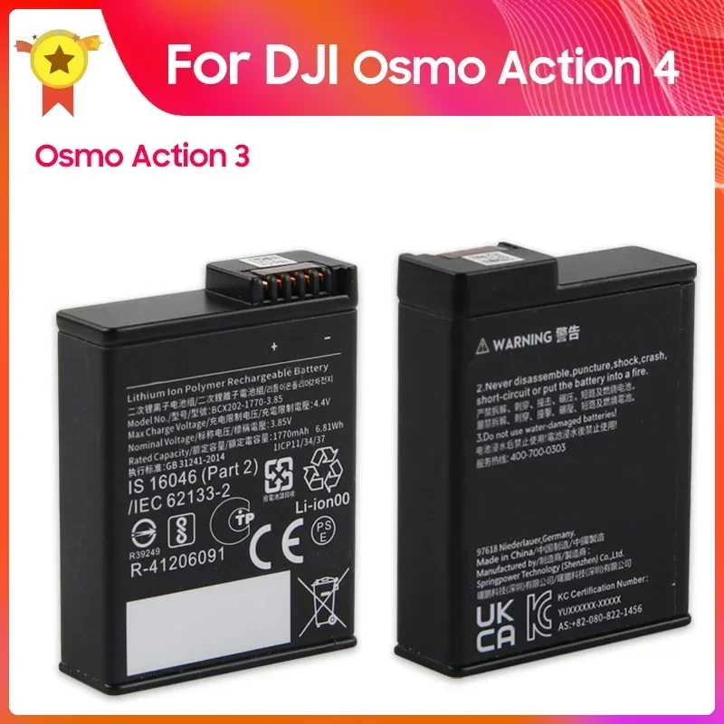 Replacement For DJI Osmo 360 Action 4 3 Battery BCX202 Osmo Action4 Action3 Action 5 Pro Batteries Cold resistant 1770mAh