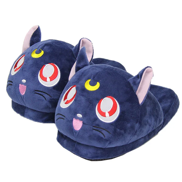 28cm  Anime Cartoon Sailor Moon Luna Cat Plush Toys Dolls Home House Winter Indoor Plush Slippers Birthday Gifts