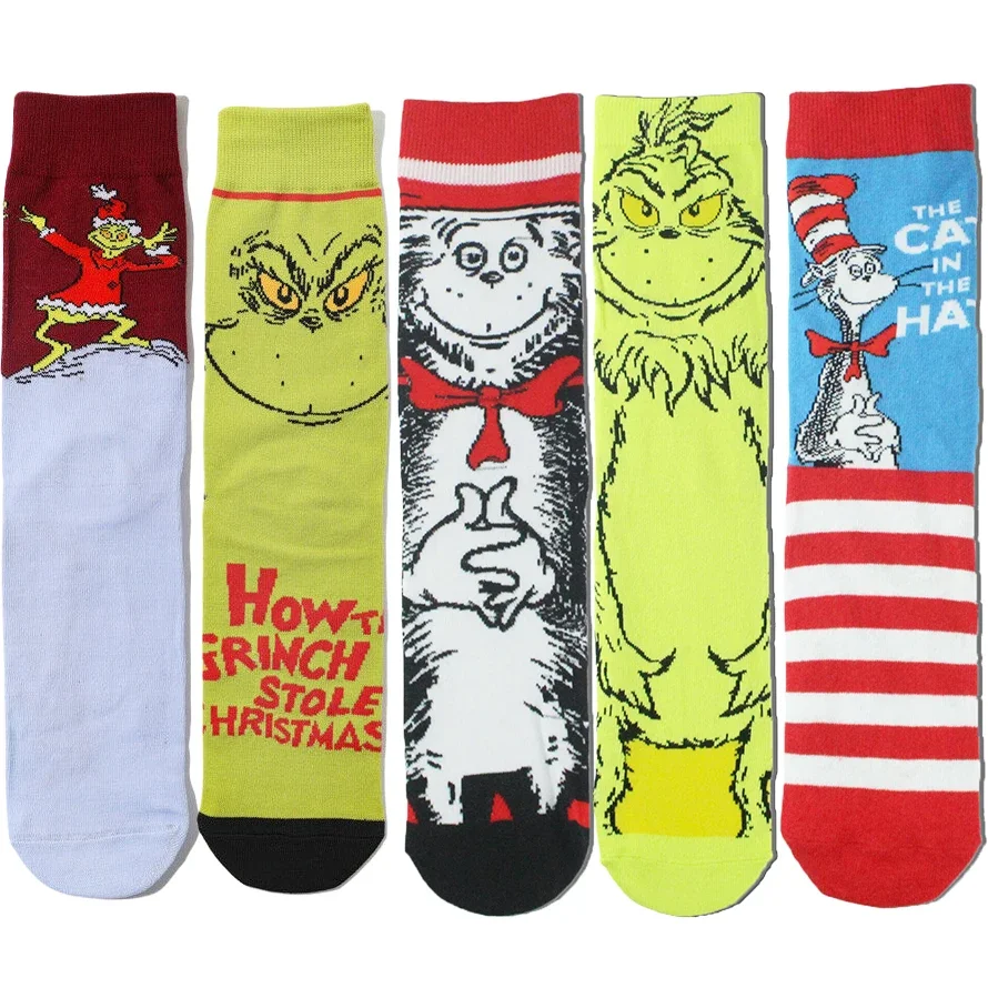 5pairs MINISO Disney Anime Cartoon Gamers Socks For Men Women Christmas Novelty Designer Hip Hop Funny Sock