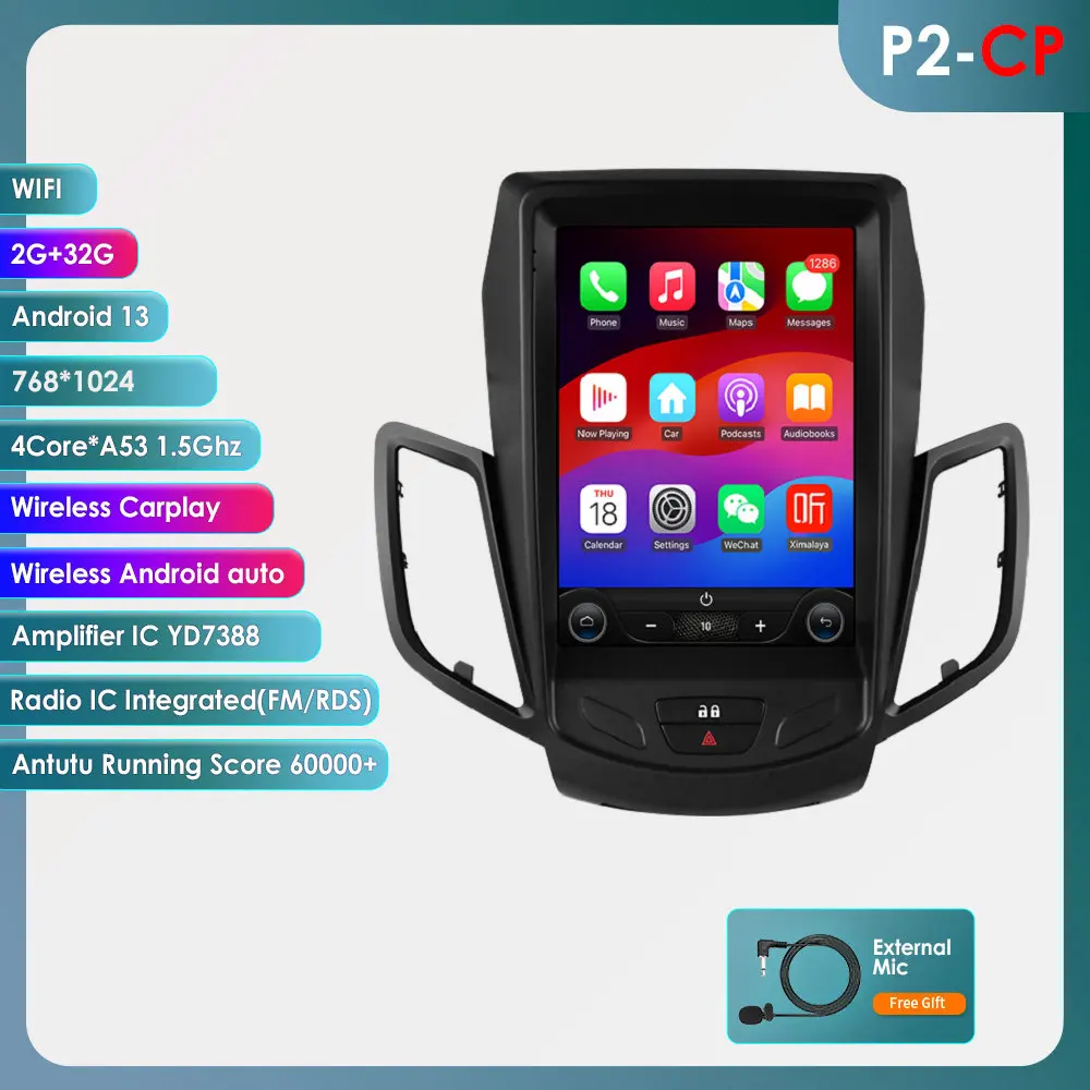 9.7 Inch Android Autoradio voor Ford Fiesta MK7 2009-2016 Auto Multimedia Speler GPS Auto RDS 4G Carplay Intelligente Audio 360CAM
