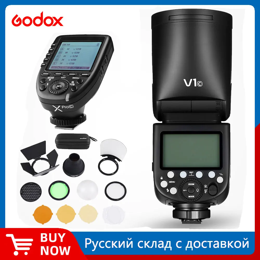 فلاش Godox V1 V1C V1N V1S V1F V1O TTL HSS 1/8000s Speedlite مع مشغل Xpro لكاميرات Canon Nikon Sony Fuji Olympus